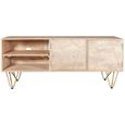 TV Unit - 140cm - Hairpin Legs - Gold Geometric Inlay - Light Mango Wood