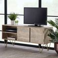 TV Unit - 140cm - Hairpin Legs - Gold Geometric Inlay - Light Mango Wood