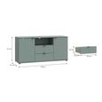 Ganymede TV Unit - 2 Door - 2 Drawer - 129.8cm - Sage Green