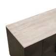 Claremont Dark Wood Extra Large Geometric TV Unit with Travertine Top