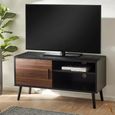 Trent TV Unit - 1 Door - 100cm - Compact - Walnut and Black - Oak Effect