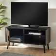 Trent TV Unit - 1 Door - 100cm - Compact - Walnut and Black - Oak Effect