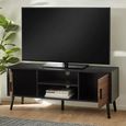 Trent TV Unit - 2 Door - 130cm - Walnut and Black - Oak Effect