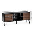 Trent TV Unit - 2 Door - 130cm - Walnut and Black - Oak Effect