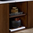 Russo Curved TV Cabinet - Fluted Base - 2 Door - 140cm - Medium - White and Walnut - Marble Top and Wooden