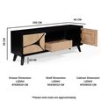 Boho TV Cabinet - 2 Door - 1 Drawer - 150cm - Medium - Geometric Design - Natural and Black - Mango Wood