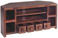 Ajmer Dark Mango Wood 110cm Corner TV Unit