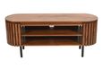Amber Slatted Mango Wood 140cm Oval TV Unit