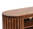 Amber Slatted Mango Wood 140cm Oval TV Unit