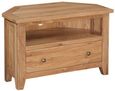 Appleby Petite Oak Corner TV Unit, 80cm with Storage for Television Upto 32in Plasma