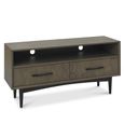 Vintage Weathered Oak & Peppercorn TV Unit - 2 Drawer