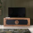 Braylee TV Unit - Natural and Black - 2 Door - Acacia Wood