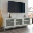 Brisbane TV Unit - 3 Door - White Metal