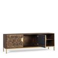 Caltan TV Unit - 2 Door - Walnut Mango Wood and Gold - Geometric