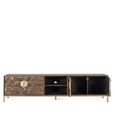 Caltan Large TV Unit - 4 Door - Walnut Mango Wood and Gold - Geometric