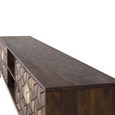 Caltan Large TV Unit - 4 Door - Walnut Mango Wood and Gold - Geometric