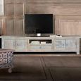 Clearance - Soleil White Washed Mango Wood Storage Large TV Unit - FSS16421