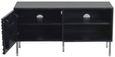 Clearance - Wave Mango Wood TV Unit, Black Ripple Pattern 100cm Wide, Stand Upto 32in Plasma - 1 Door with 2 Shelf - Brand New Item