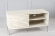 Clearance - Wave Mango Wood TV Unit, Bone White Ripple Pattern 100cm Wide, Stand Upto 32in Plasma - 1 Door with 2 Shelf - Brand New Item