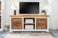 Coastal White and Wood 145cm TV Cabinet
