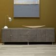 Deskey TV Unit - 4 Door - Grey and Faux Shagreen