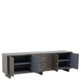 Deskey TV Unit - 4 Door - Grey and Faux Shagreen