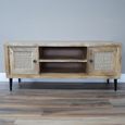 TV Unit - Acacia Wood and Rattan - 2 Door