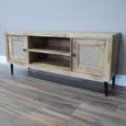 TV Unit - Acacia Wood and Rattan - 2 Door