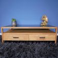 TV Unit - Wood and Black Glass - 2 Drawer