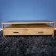 TV Unit - Wood and Black Glass - 2 Drawer