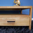 TV Unit - Wood and Black Glass - 2 Drawer