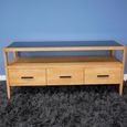 TV Unit - Wood and Black Glass - 3 Drawer