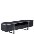Genoa TV Unit - Storage - Fluted Grey High Gloss