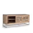 Hiram TV Unit - Carved Mango Wood - 2 Door