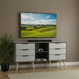 Hong Kong TV Unit - 150cm - with Wooden Legs - Grey and White