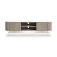 Isabella Grey TV Unit - 180cm Curved Storage Fluted - White Marble Top