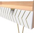 Jigsaw White and Oak Effect 130cm TV Unit with Gold Hairpin Legs - 2 Drawers
