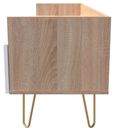 Jigsaw White and Oak Effect 130cm TV Unit with Gold Hairpin Legs - 2 Drawers