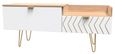 Jigsaw White and Oak Effect 130cm TV Unit with Gold Hairpin Legs