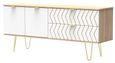 Jigsaw White and Oak Effect 145cm TV Unit with Gold Hairpin Legs