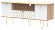 Jigsaw White and Oak Effect 65cm TV Unit with Gold Hairpin Legs