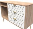 Jigsaw TV Unit - 95cm - with Gold Hairpin Legs - White and Oak