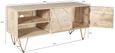 Kaza Light Mango Wood 140cm TV Unit - Hairpin Legs with Gold Geometric Inlay