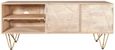 Kaza Light Mango Wood 140cm TV Unit - Hairpin Legs with Gold Geometric Inlay