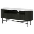 Lucas Black TV Unit - 120cm Fluted Curved - White Marble Top