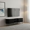 Lucas Black TV Unit - 150cm Fluted Curved - White Marble Top