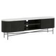 Lucas Black TV Unit - 180cm Fluted Curved - White Marble Top