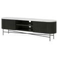 Lucas Black TV Unit - 180cm Fluted Curved - White Marble Top