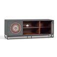 Lytton TV Unit - Grey Carved Mango Wood - 2 Door