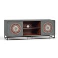 Lytton TV Unit - Grey Carved Mango Wood - 2 Door